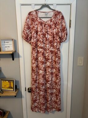 Nine West Rust and Cream Floral Maxi Dress